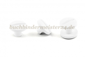 Buchschrauben<br>aus Kunststoff<br>6 mm Fassung<br>weiss
