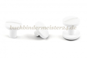 Buchschrauben<br>aus Kunststoff<br>8 mm Fassung<br>weiss