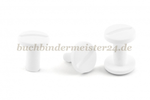 Buchschrauben<br>aus Kunststoff<br>10 mm Fassung<br>weiss