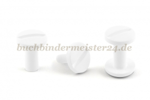 Buchschrauben<br>aus Kunststoff<br>13 mm Fassung<br>weiss
